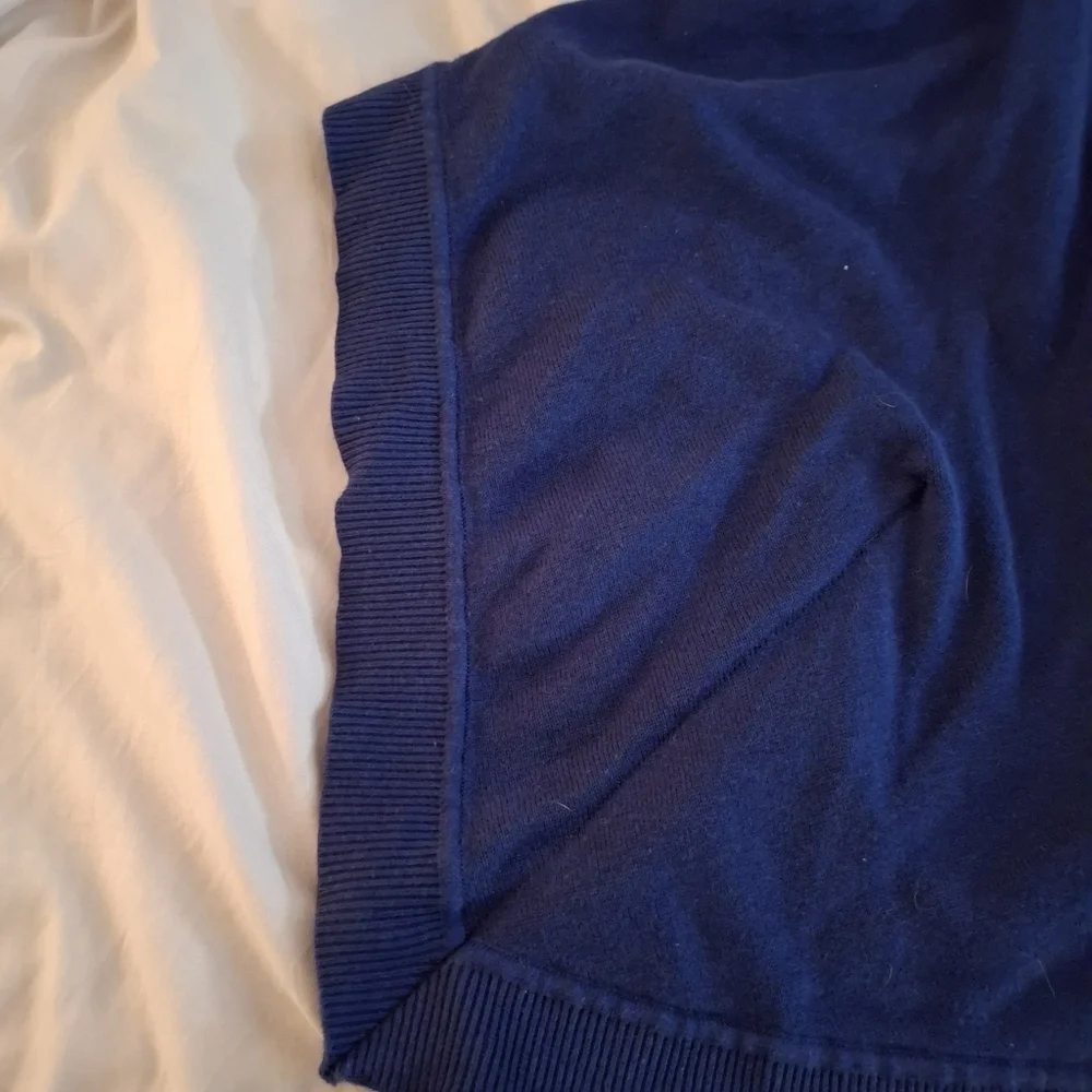 Michael Kors Dark Blue Knit Women's Poncho Sweater With Silver Grommets